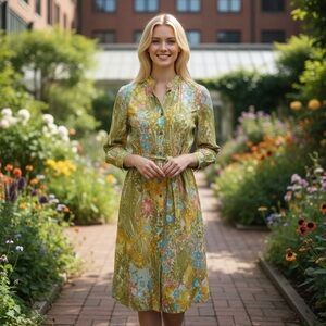 Bagutta Milano Dress Cottagecore Floral Feminine Women's XS 100% Cotton Pockets